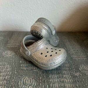 CROCS Kids Silver Glitter Sandals